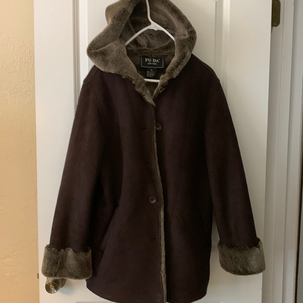 FuDa New York winter coat small dark brown